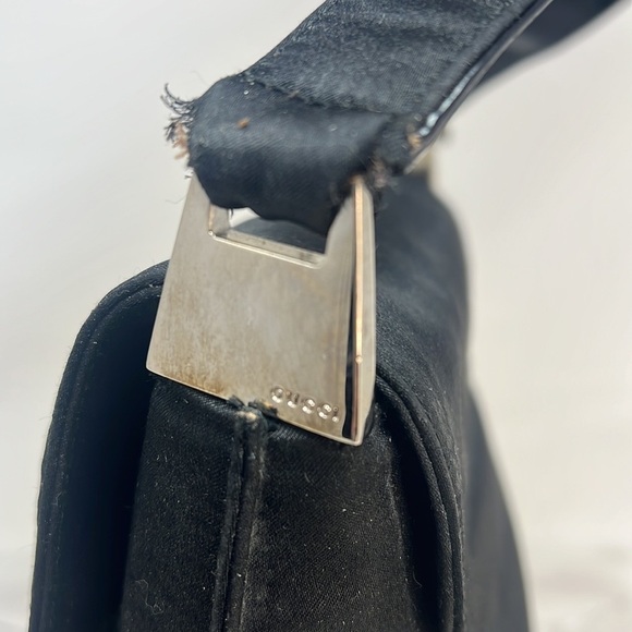Vintage 1990’s Gucci Satin and Leather Shoulder Bag - Picture 4 of 16